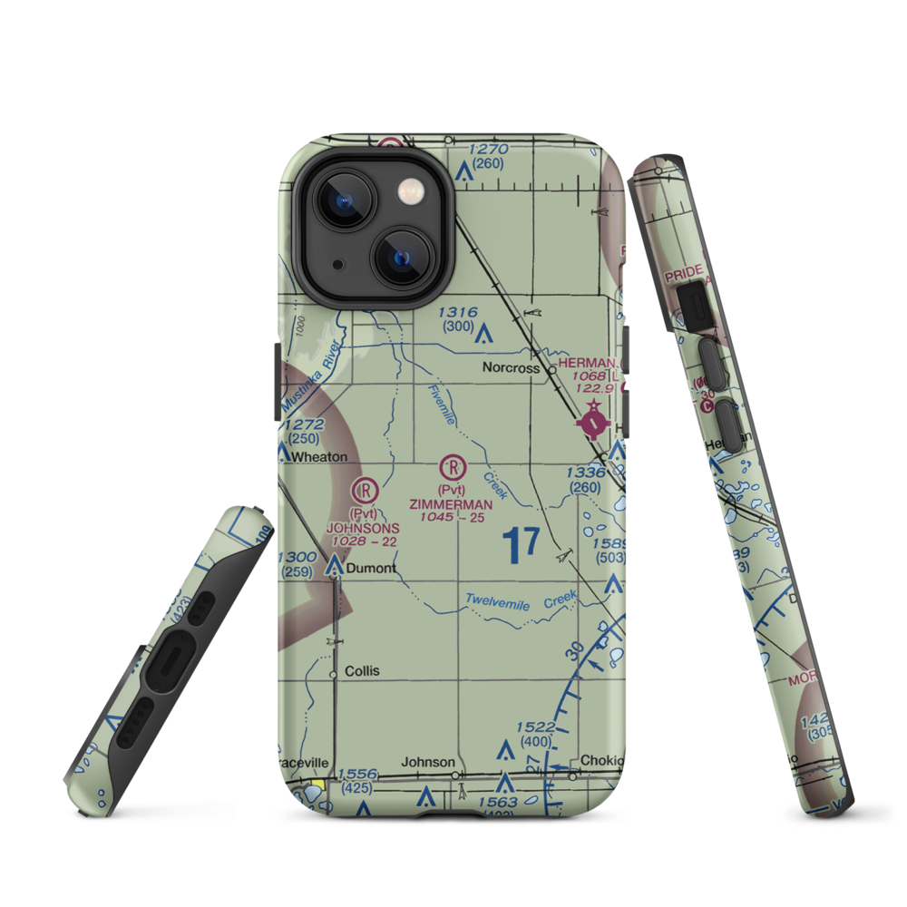 Zimmerman Airport (50MN) VFR Sectional  Tough iPhone Case iPhone 14 model shown