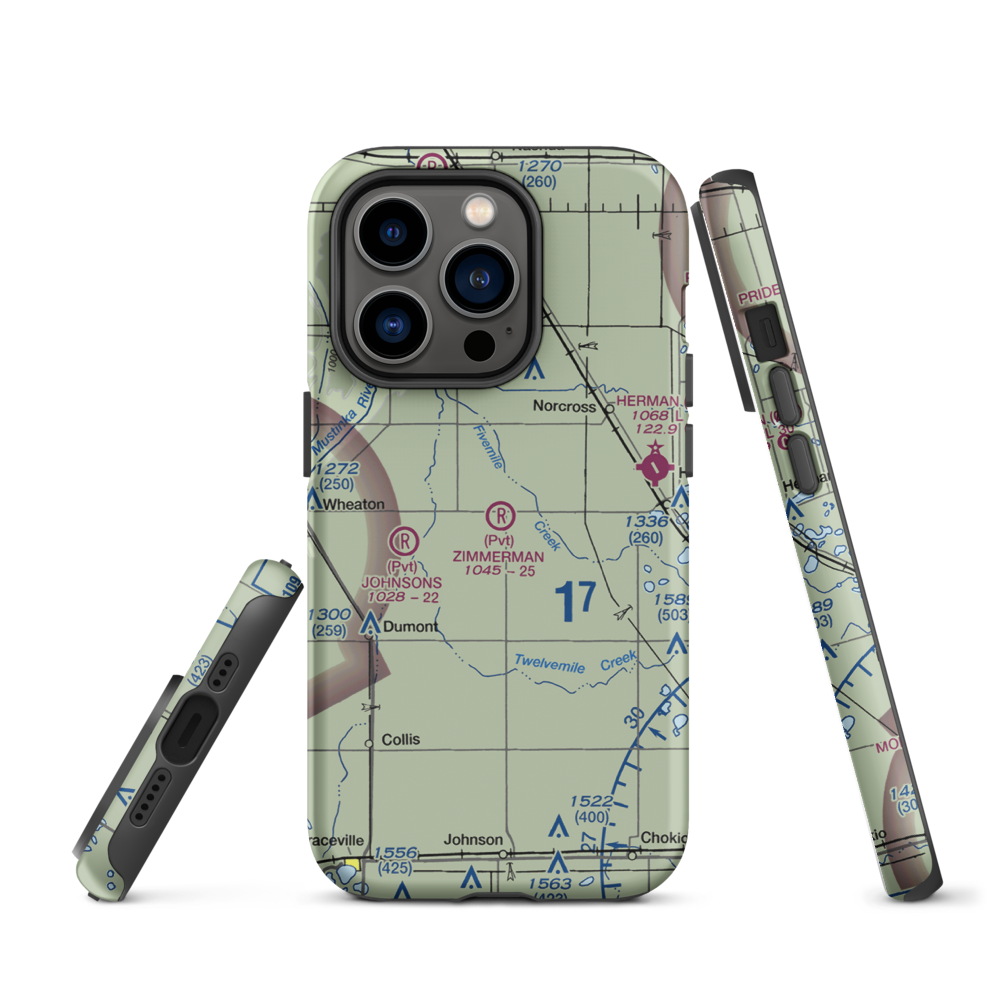 Zimmerman Airport (50MN) VFR Sectional  Tough iPhone Case iPhone 14 Pro model shown