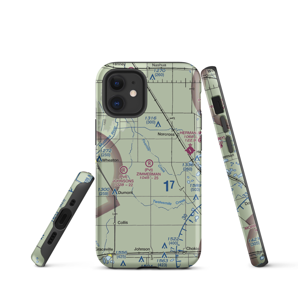 Zimmerman Airport (50MN) VFR Sectional  Tough iPhone Case iPhone 12 mini model shown