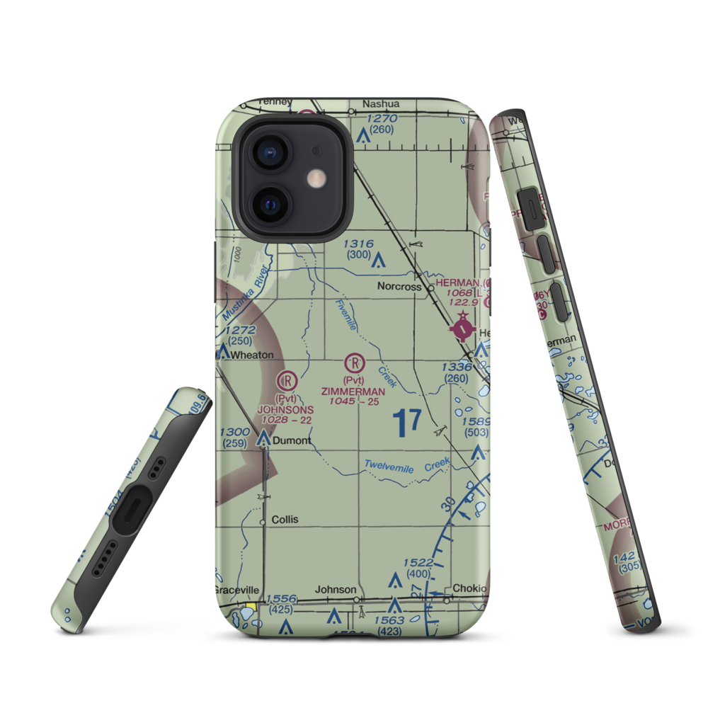 Zimmerman Airport (50MN) VFR Sectional  Tough iPhone Case iPhone 12 model shown
