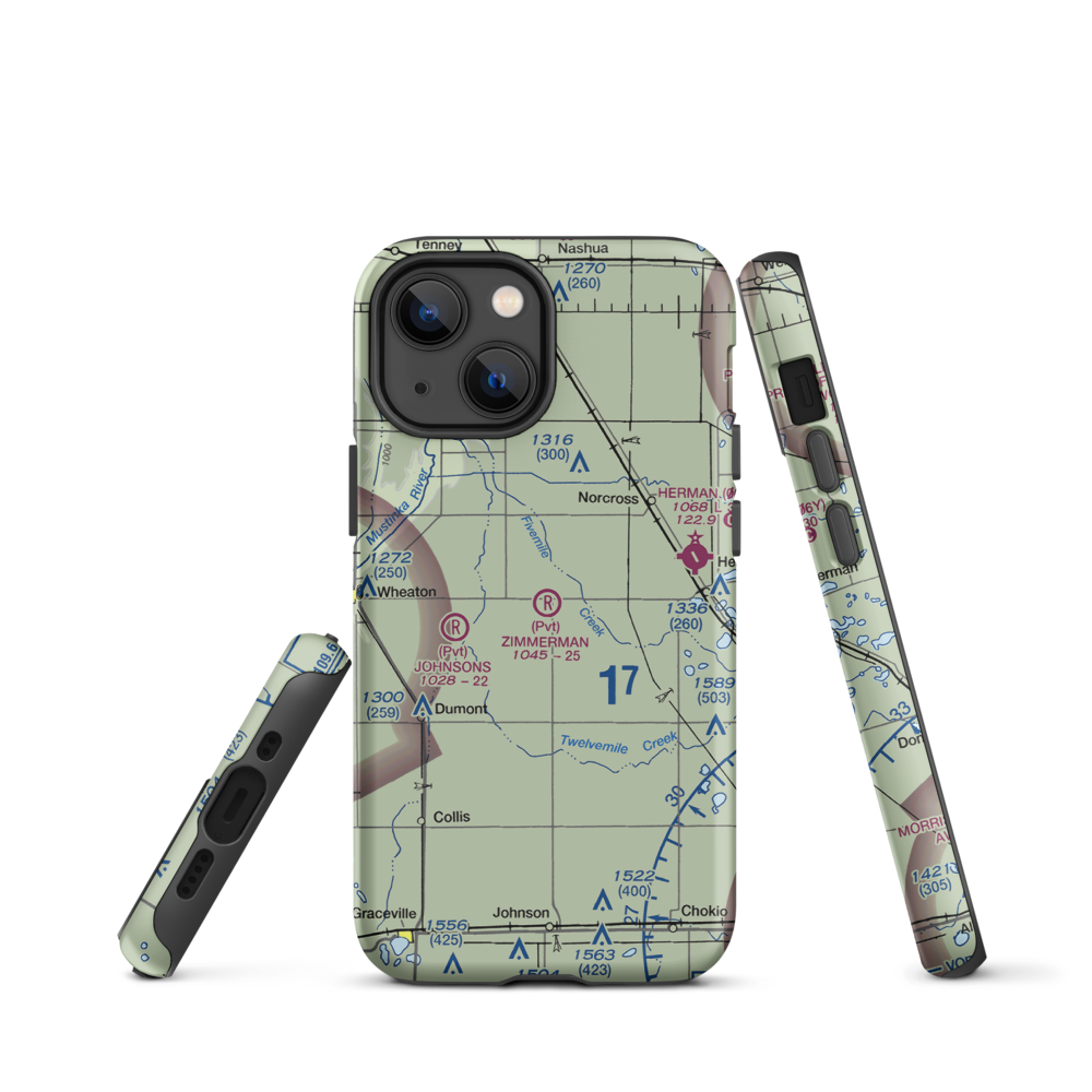Zimmerman Airport (50MN) VFR Sectional  Tough iPhone Case iPhone 13 mini model shown