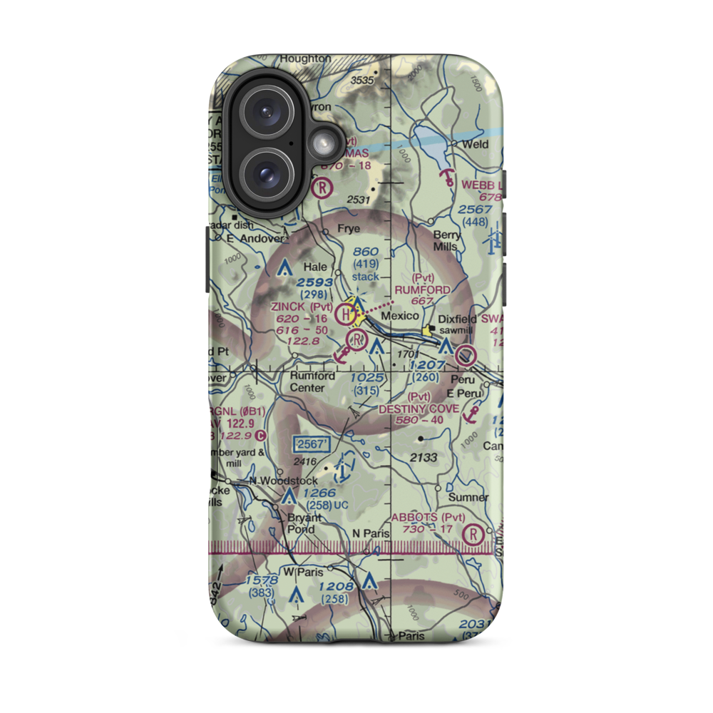 Zinck Airport (90ME) VFR Sectional  Tough iPhone Case iPhone 16 Plus model shown