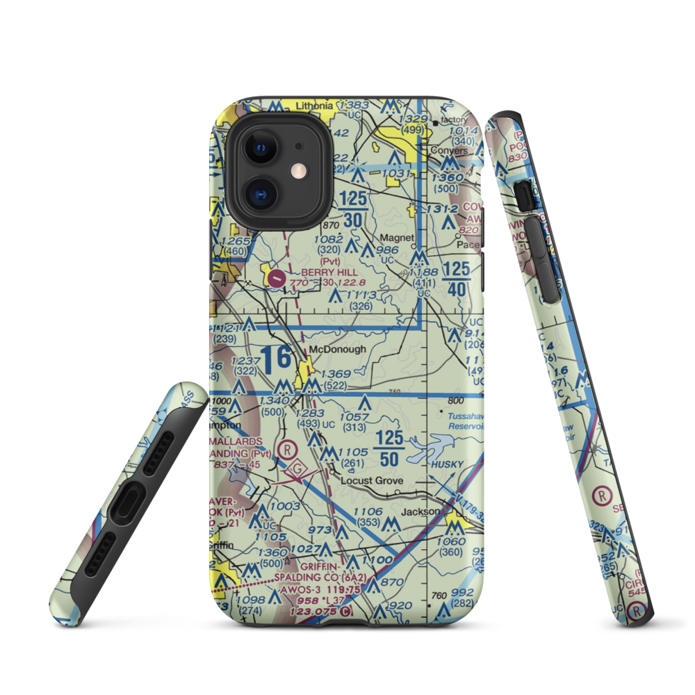 Zips Airport (63GA) VFR Sectional  Tough iPhone Case iPhone 11 model shown