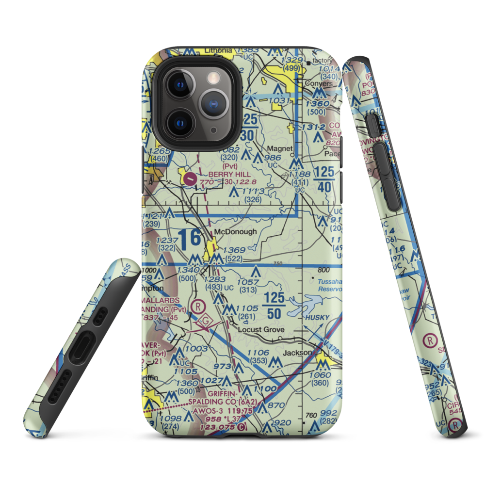 Zips Airport (63GA) VFR Sectional  Tough iPhone Case iPhone 11 Pro model shown