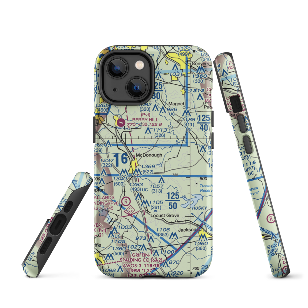 Zips Airport (63GA) VFR Sectional  Tough iPhone Case iPhone 14 model shown
