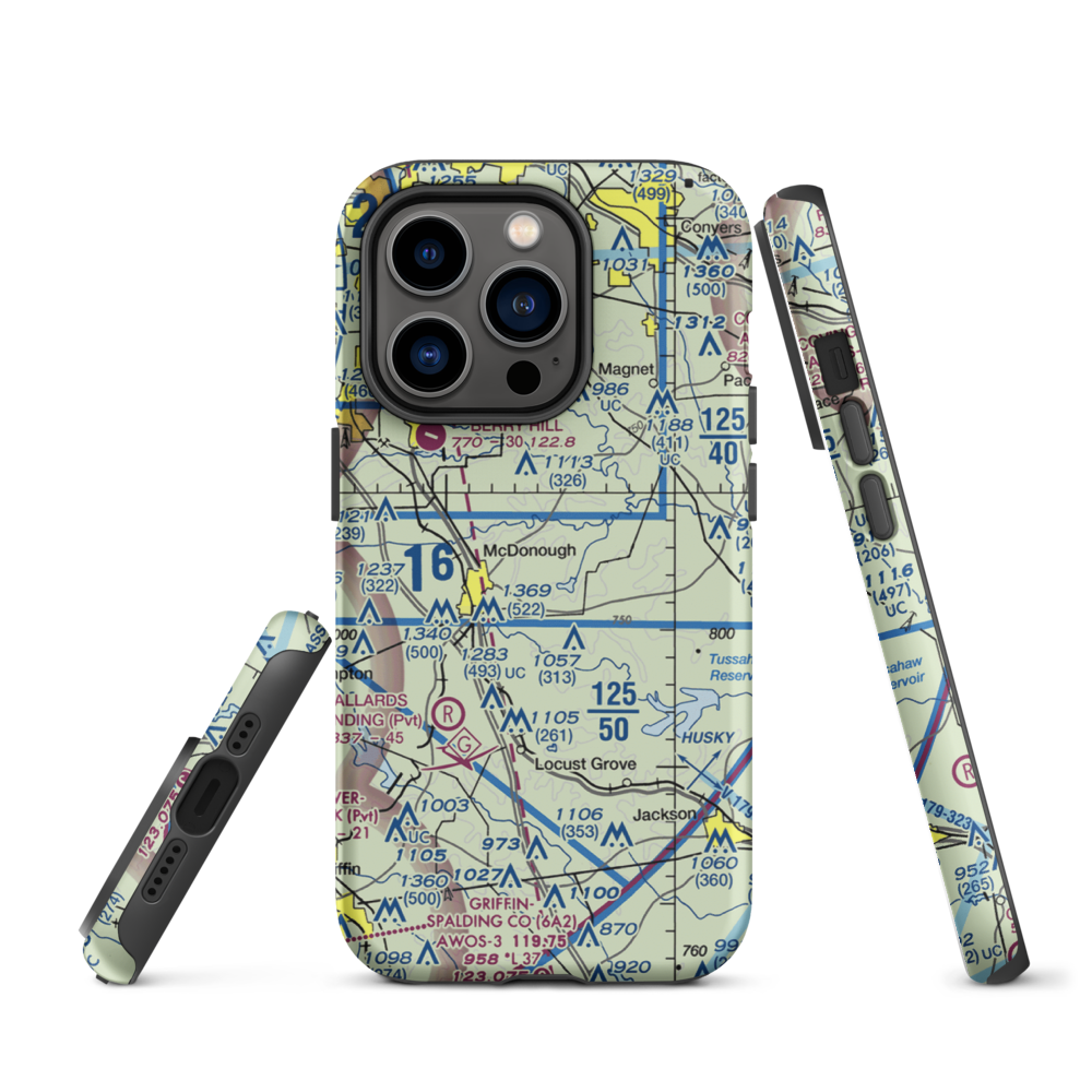 Zips Airport (63GA) VFR Sectional  Tough iPhone Case iPhone 14 Pro model shown