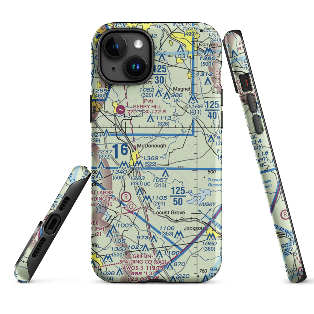 Zips Airport (63GA) VFR Sectional  Tough iPhone Case iPhone 15 Plus model shown