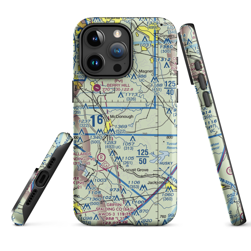 Zips Airport (63GA) VFR Sectional  Tough iPhone Case iPhone 15 Pro Max model shown