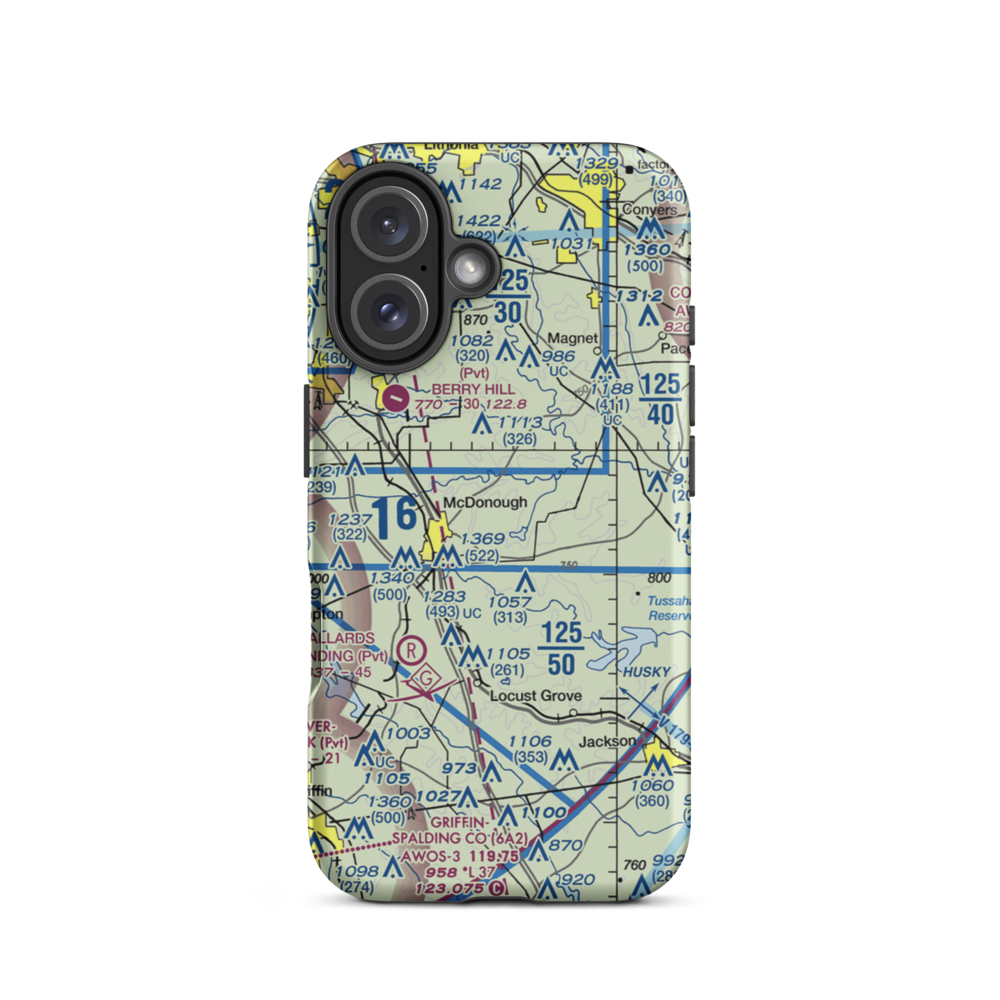 Zips Airport (63GA) VFR Sectional  Tough iPhone Case iPhone 16 model shown