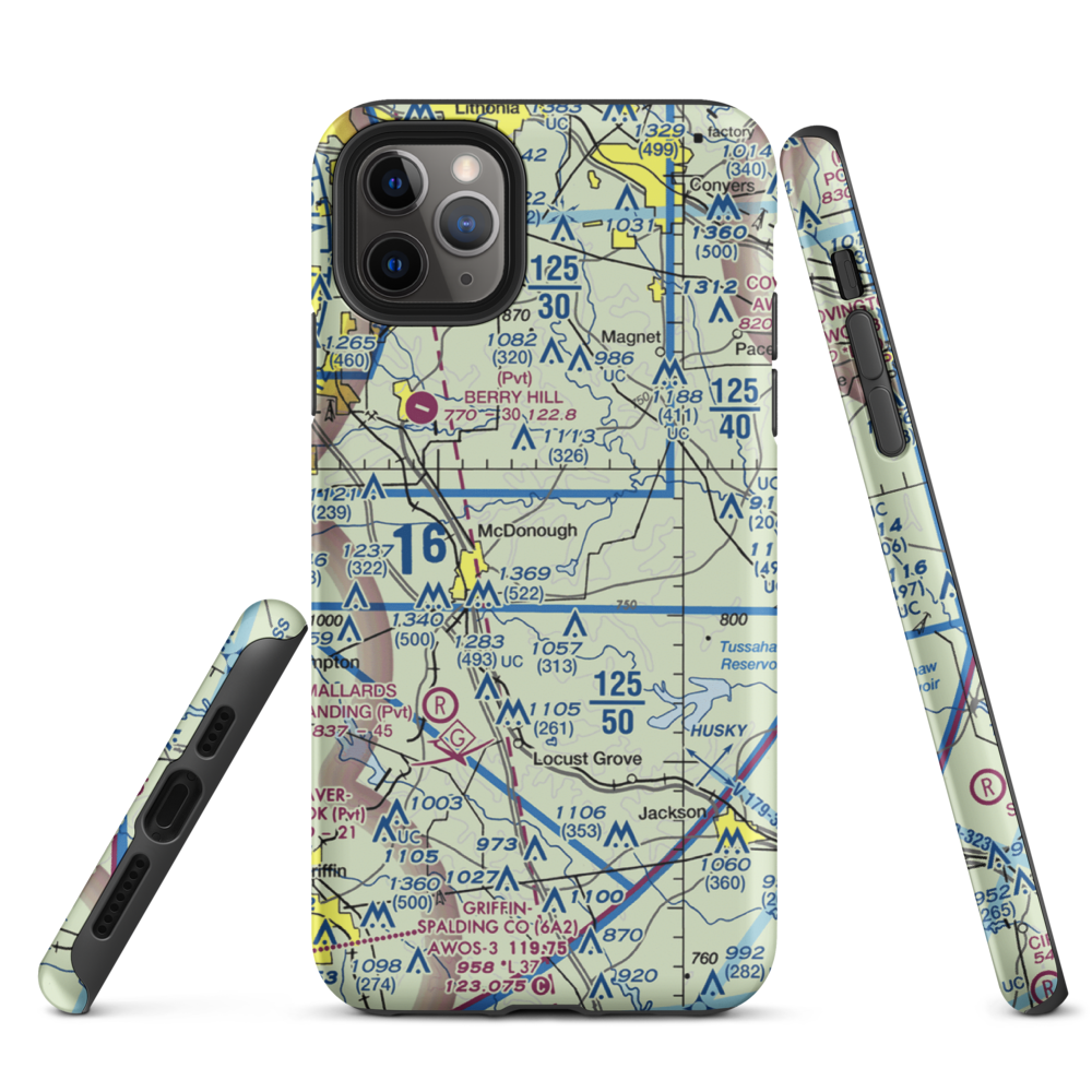 Zips Airport (63GA) VFR Sectional  Tough iPhone Case iPhone 11 Pro Max model shown