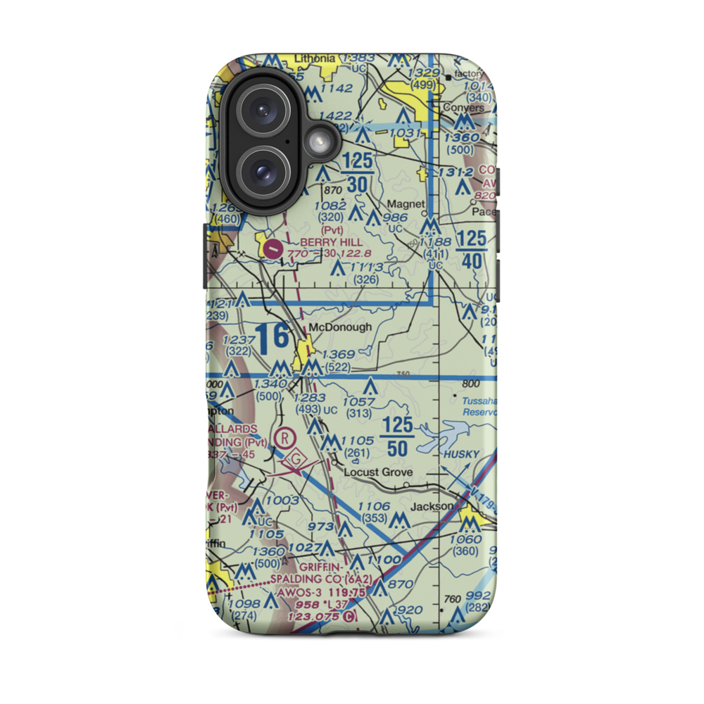 Zips Airport (63GA) VFR Sectional  Tough iPhone Case iPhone 16 Plus model shown