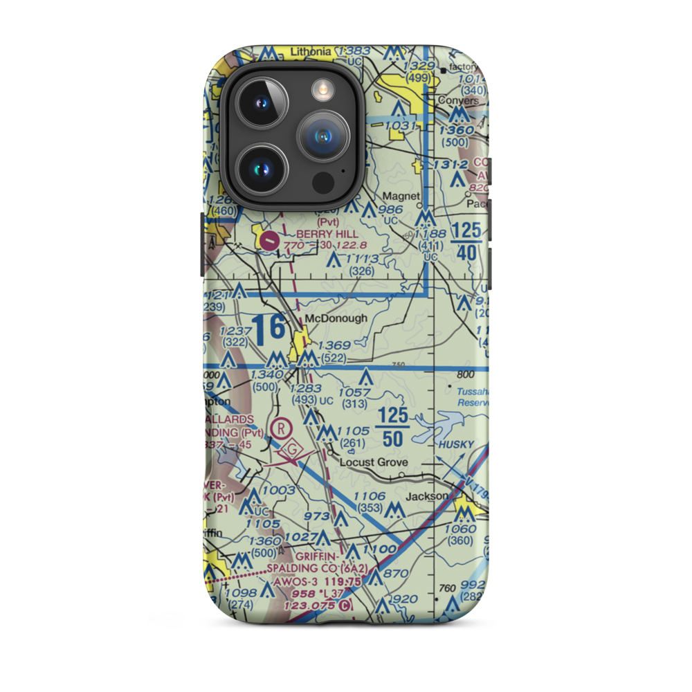 Zips Airport (63GA) VFR Sectional  Tough iPhone Case iPhone 16 Pro Max model shown