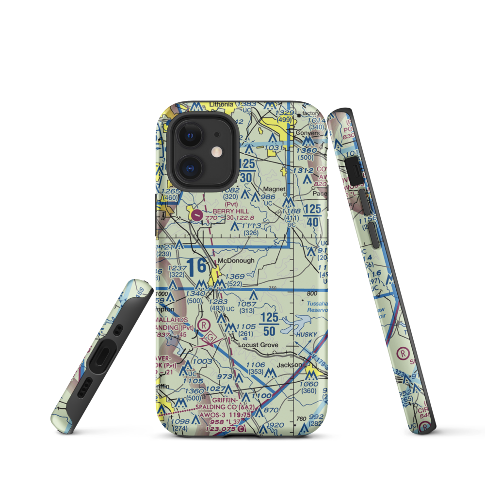 Zips Airport (63GA) VFR Sectional  Tough iPhone Case iPhone 12 mini model shown