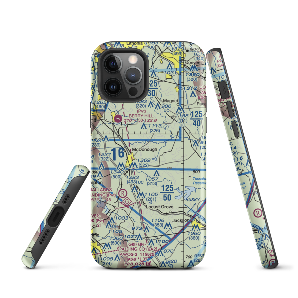 Zips Airport (63GA) VFR Sectional  Tough iPhone Case iPhone 12 Pro model shown