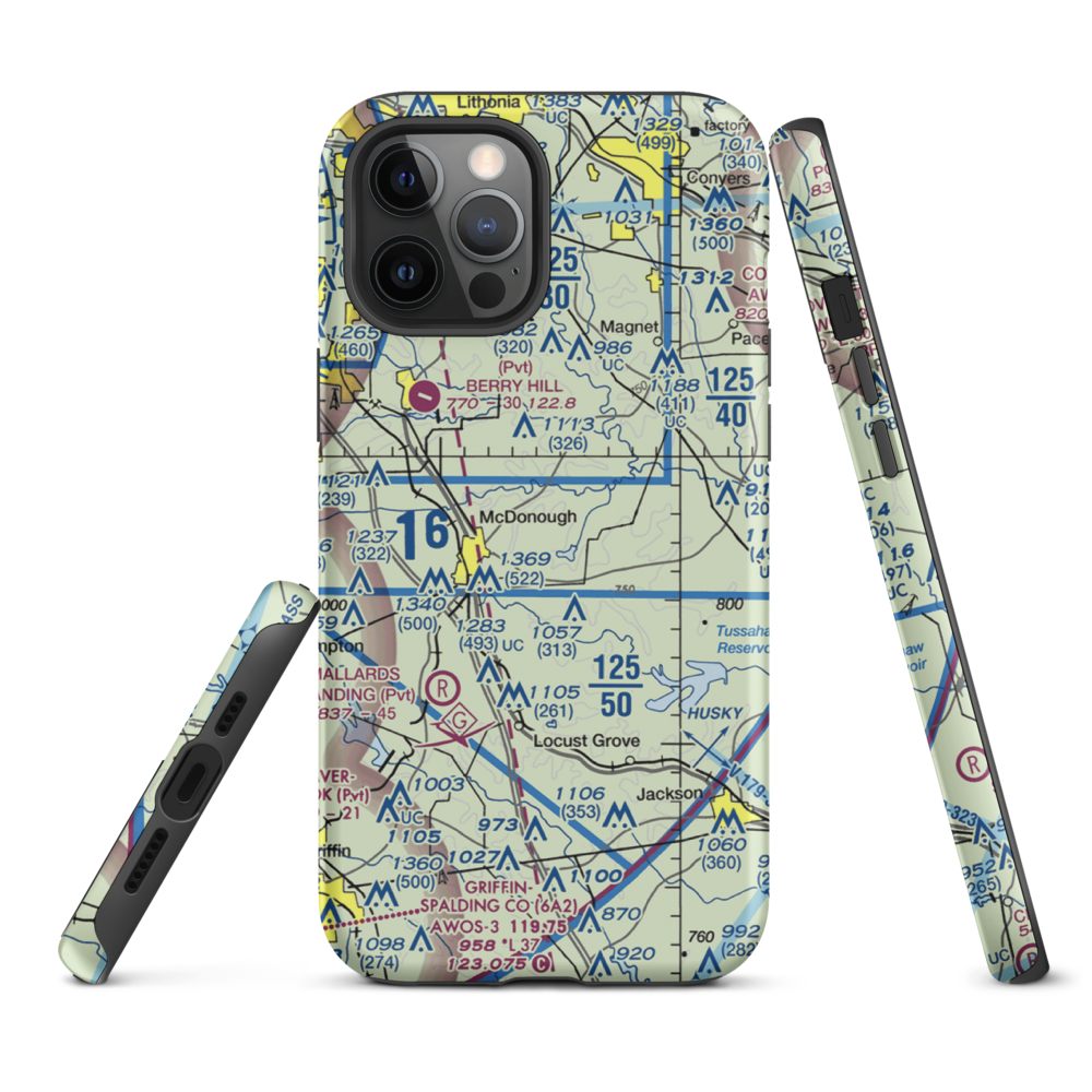 Zips Airport (63GA) VFR Sectional  Tough iPhone Case iPhone 12 Pro Max model shown