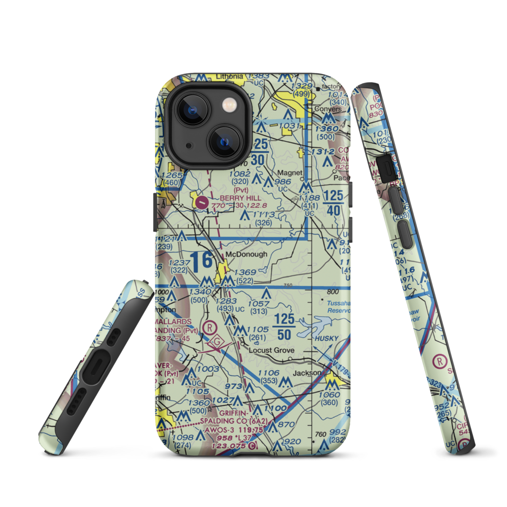 Zips Airport (63GA) VFR Sectional  Tough iPhone Case iPhone 13 model shown