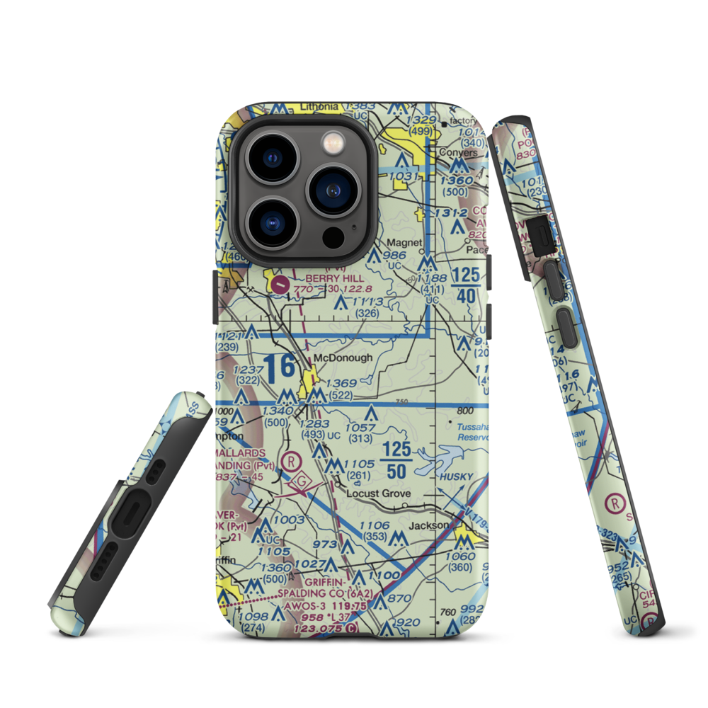 Zips Airport (63GA) VFR Sectional  Tough iPhone Case iPhone 13 Pro model shown