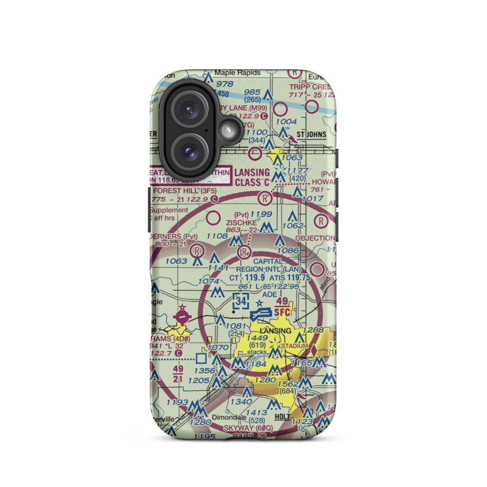Zischke Airport (92MI) VFR Sectional  Tough iPhone Case iPhone 16 model shown