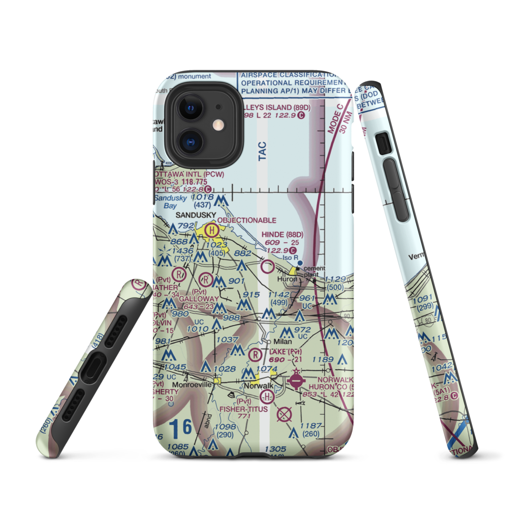 Zoellner Airport (10OH) VFR Sectional  Tough iPhone Case iPhone 11 model shown
