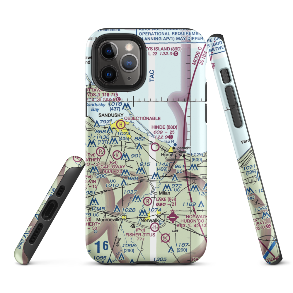 Zoellner Airport (10OH) VFR Sectional  Tough iPhone Case iPhone 11 Pro model shown