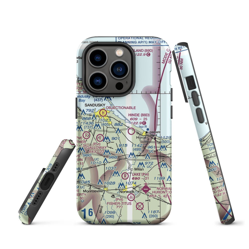 Zoellner Airport (10OH) VFR Sectional  Tough iPhone Case iPhone 14 Pro model shown