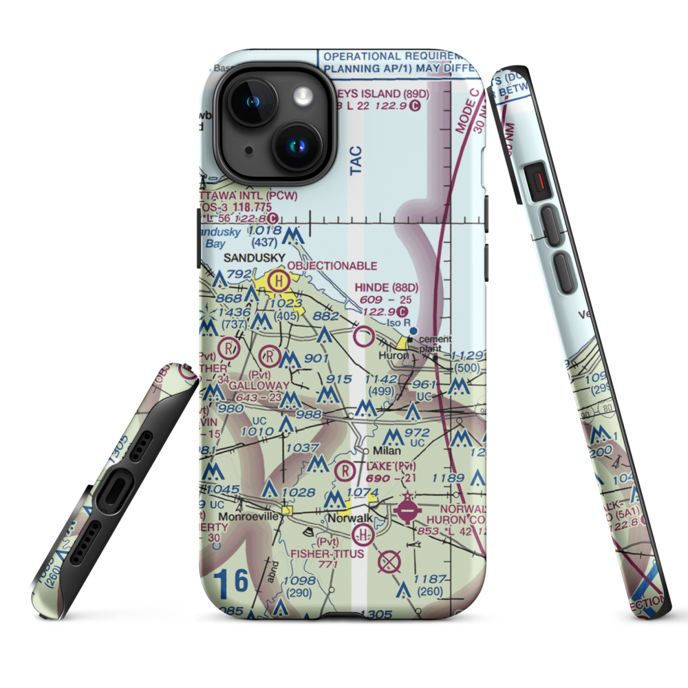 Zoellner Airport (10OH) VFR Sectional  Tough iPhone Case iPhone 15 Plus model shown