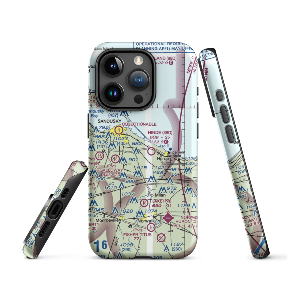 Zoellner Airport (10OH) VFR Sectional  Tough iPhone Case iPhone 15 Pro model shown