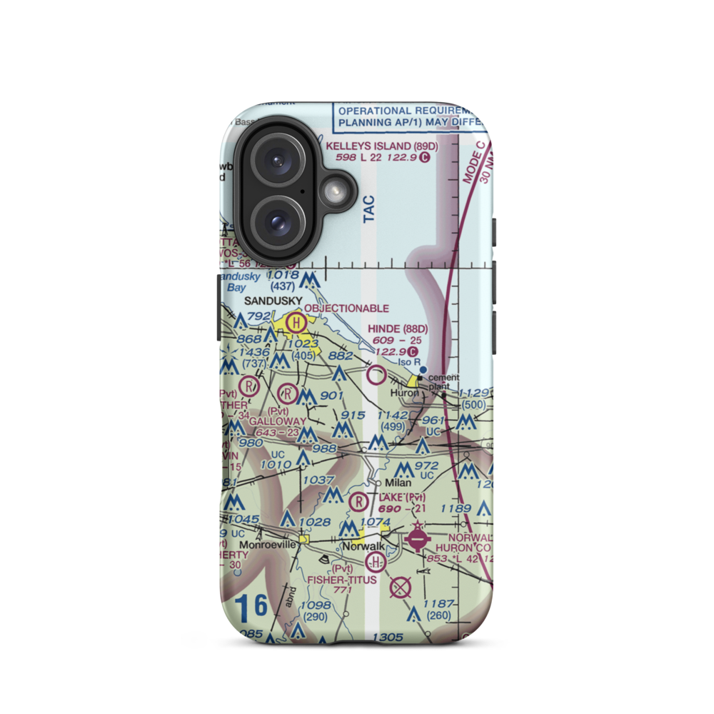 Zoellner Airport (10OH) VFR Sectional  Tough iPhone Case iPhone 16 model shown
