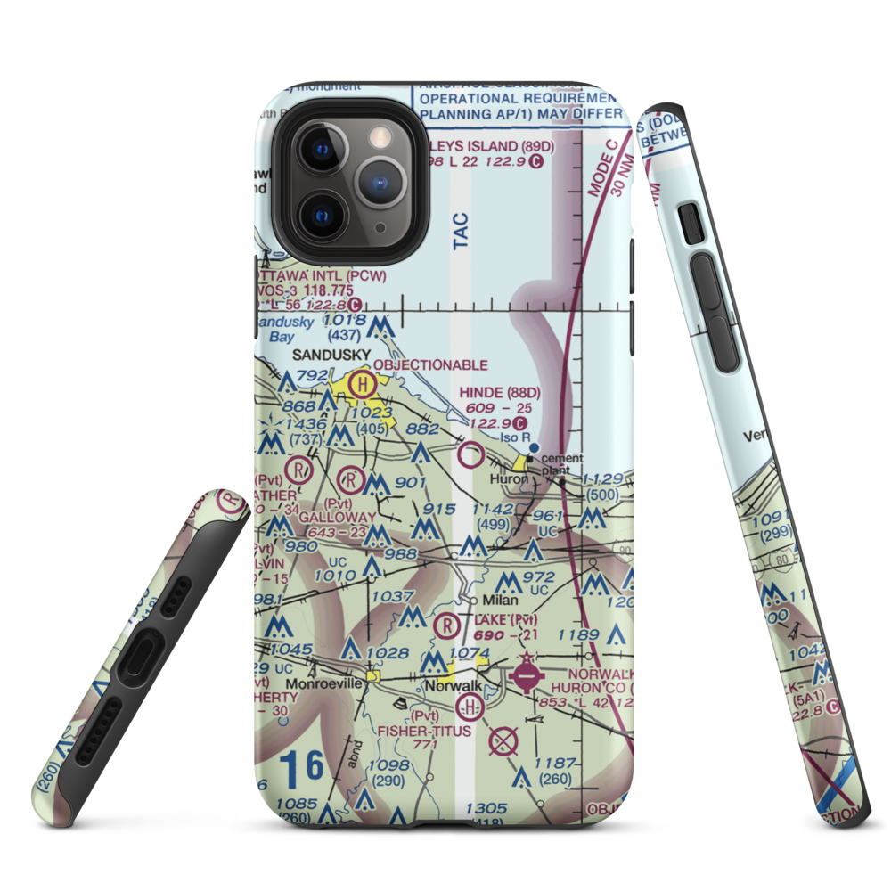 Zoellner Airport (10OH) VFR Sectional  Tough iPhone Case iPhone 11 Pro Max model shown