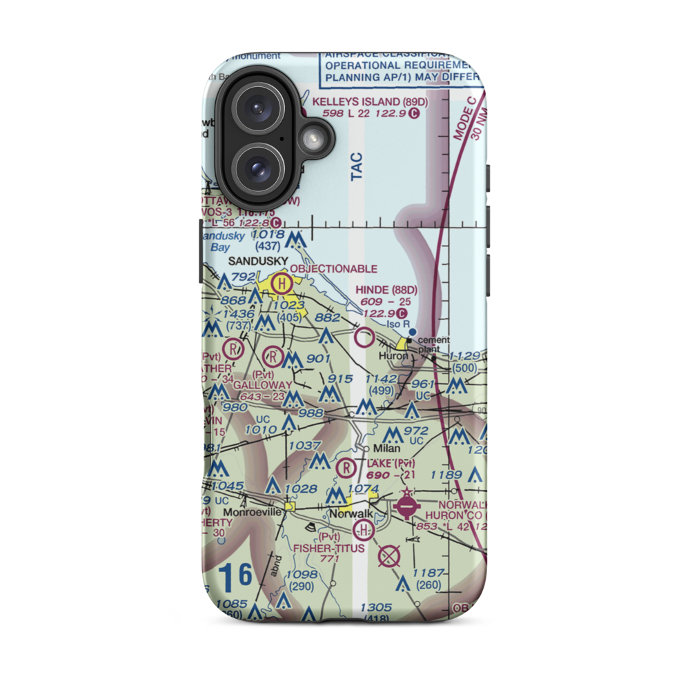 Zoellner Airport (10OH) VFR Sectional  Tough iPhone Case iPhone 16 Plus model shown