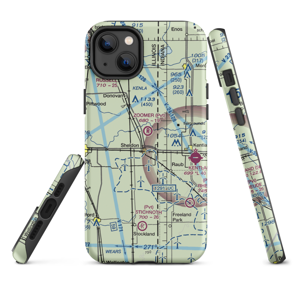 Zoomer Field (1LL8) VFR Sectional  Tough iPhone Case iPhone 14 Plus model shown