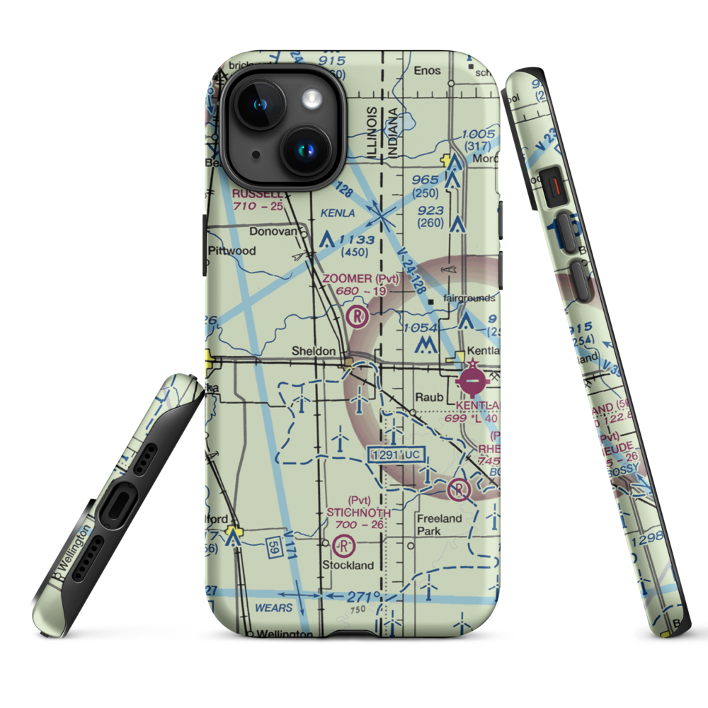 Zoomer Field (1LL8) VFR Sectional  Tough iPhone Case iPhone 15 Plus model shown