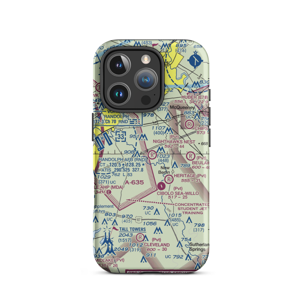 Zuehl Airport (1TE4) VFR Sectional  Tough iPhone Case iPhone 16 Pro model shown