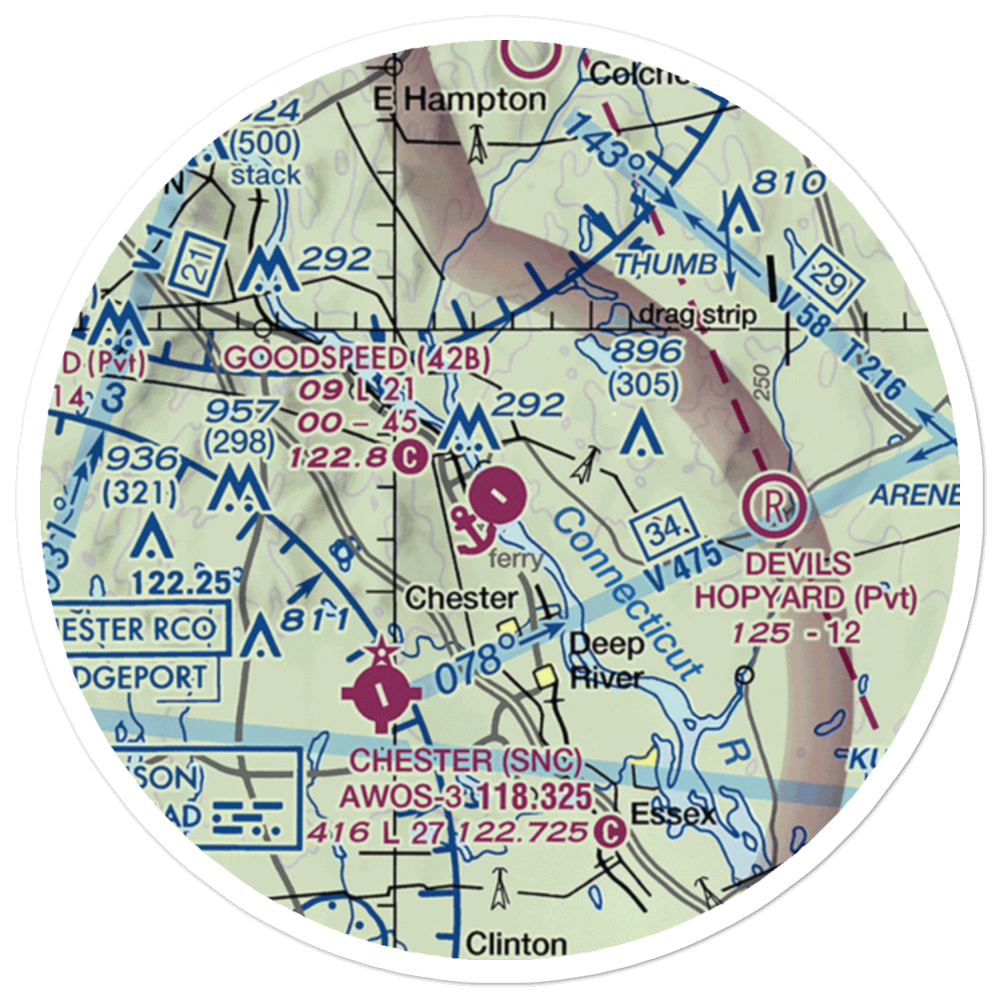 Goodspeed Airport (42B) VFR Sectional Sticker (20 mile) 