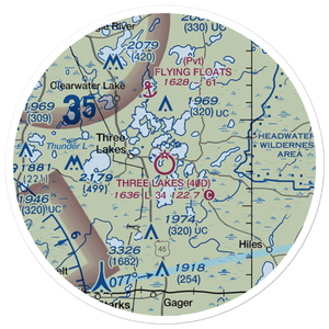 Three Lakes Municipal Airport (40D) VFR Sectional Sticker (20 mile)