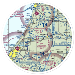 Watervliet Municipal Airport (40C) VFR Sectional Sticker (30 mile)