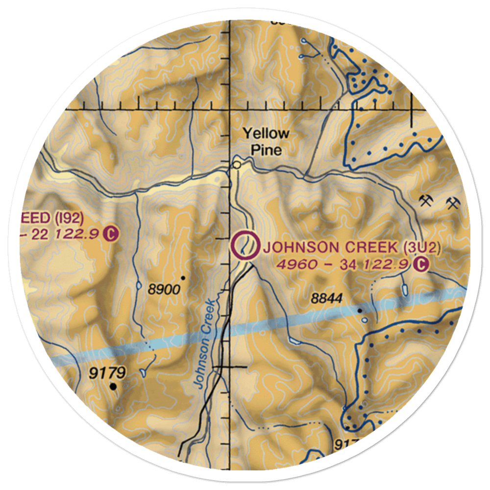 Johnson Creek Airport (3U2) VFR Sectional Sticker (20 mile) 