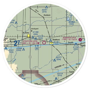 Stafford Municipal Airport (3TA) VFR Sectional Sticker (30 mile)