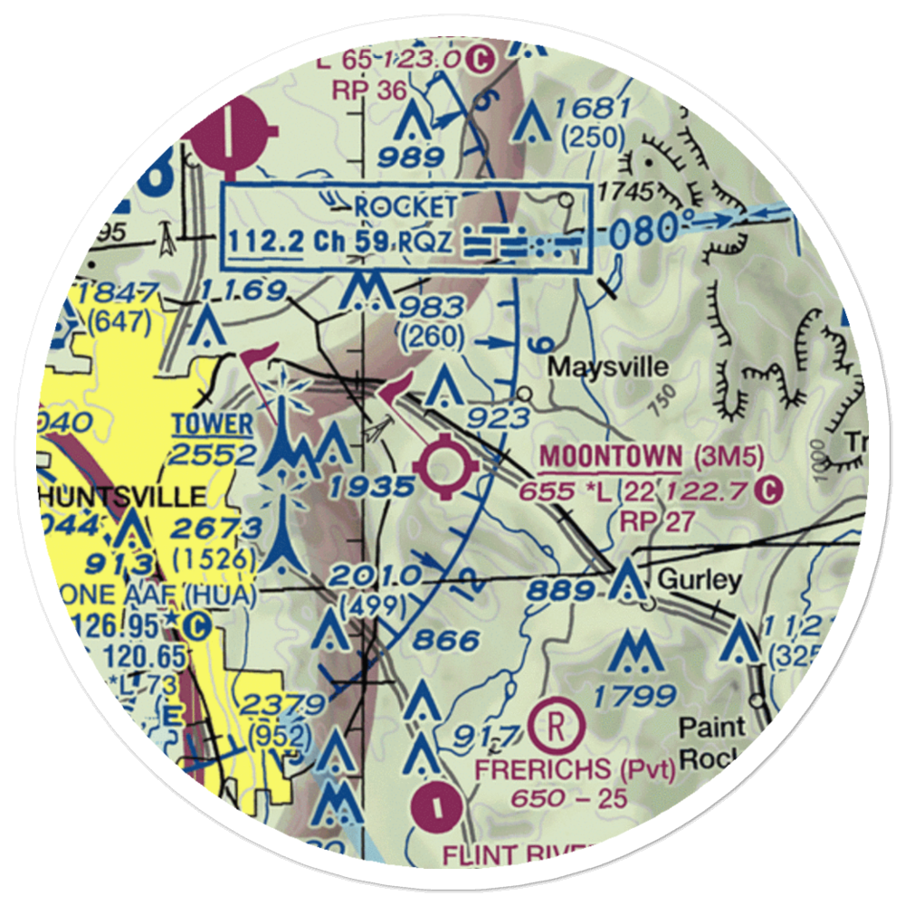 Moontown Airport (3M5) VFR Sectional Sticker (20 mile) 