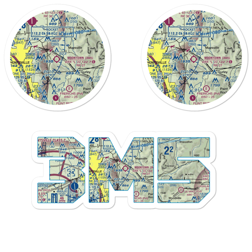 Moontown Airport (3M5) VFR Sectional Sticker Pack 