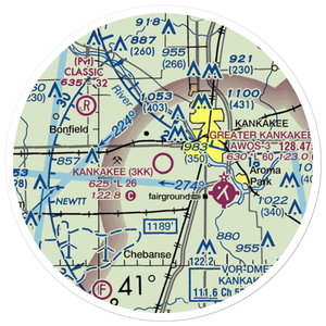 Kankakee Airport (3KK) VFR Sectional Sticker (20 mile)