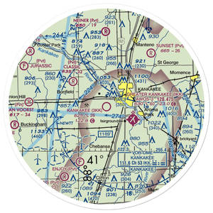 Kankakee Airport (3KK) VFR Sectional Sticker (30 mile)