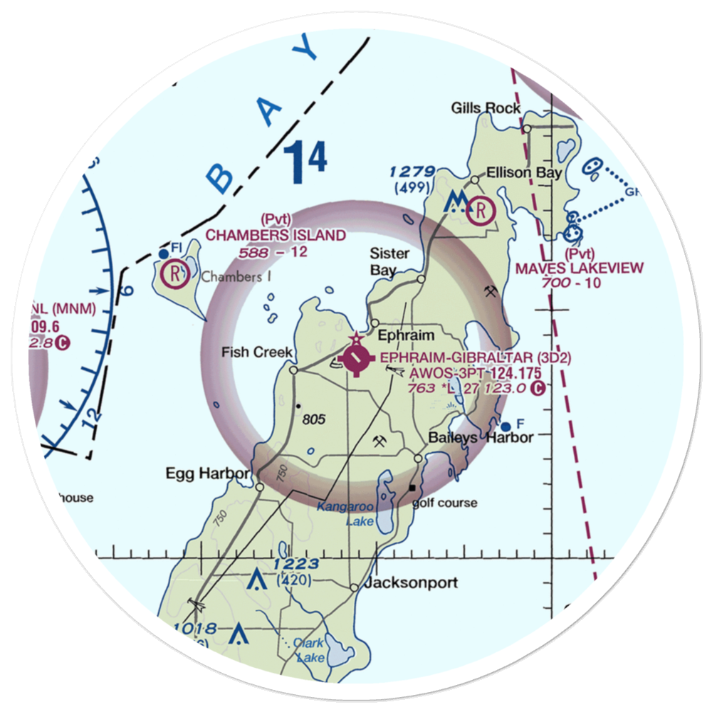 Ephraim-Fish Creek Airport (3D2) VFR Sectional Sticker (30 mile) 