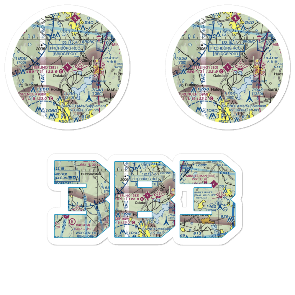 Sterling Airport (3B3) VFR Sectional Sticker Pack 