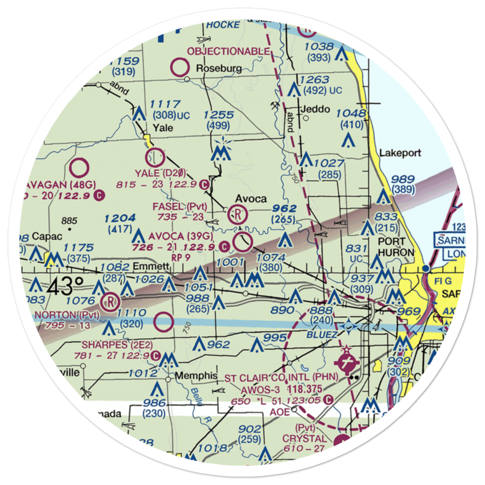Avoca Airport (39G) VFR Sectional Sticker (30 mile) 