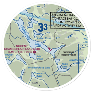 Nugent Chamberlain Lake Seaplane Base (39B) VFR Sectional Sticker (20 mile)