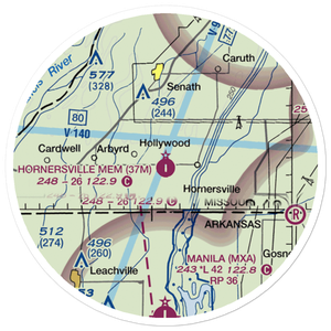 Hornersville Memorial Airport (37M) VFR Sectional Sticker (20 mile)