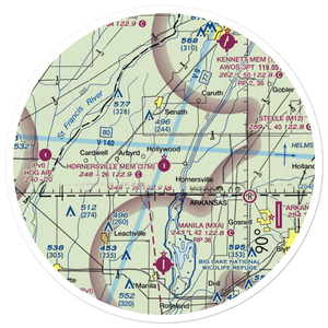 Hornersville Memorial Airport (37M) VFR Sectional Sticker (30 mile)