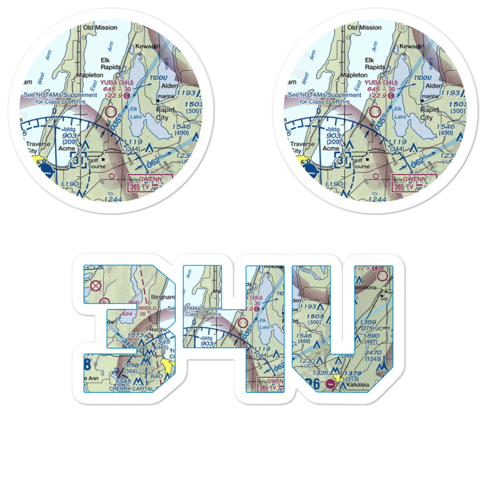 Yuba Airport (34U) VFR Sectional Sticker Pack 