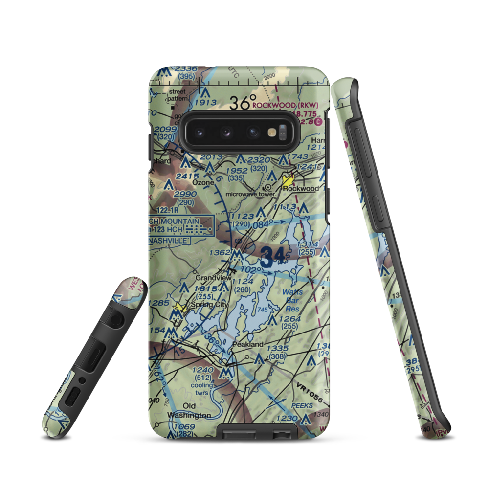 100 Aker Wood Airport (TN41) VFR Sectional Samsung Phone Case Samsung Galaxy S10 model shown